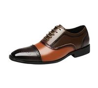 Generisch Moda y hombres zapatos de cuero tacón bajo punta punta con cordones Color sólido Casual Business British Club C Zapatos de hombre, marrón, 42 EU