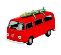 Generisch Modelo de coche compatible con Volkwagen T2 rojo con tabla de surf Bus Transporter 1967-1979 1/34-1/39 Metal modelo Auto Die Cast nuevo en caja 42347