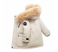 Generisch Moderna chaqueta acolchada de longitud media para niños con chaqueta cálida para niños en diferentes tamaños, Blanco, 160=xxxl