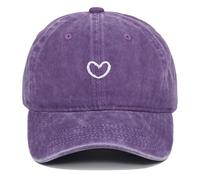 Generisch Moderna gorra de béisbol unisex con bordado de corazón para actividades al aire libre, senderismo, viajes, uso diario, ajustable, cómoda, morado, Talla única