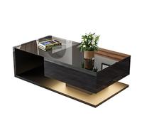 Generisch Moderna mesa de centro con iluminación LED y tablero de cristal en negro brillante - Diseño elegante para tu salón