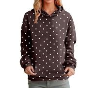 Generisch Moderna sudadera con capucha para mujer con llamativo diseño de estampado de lunares para una comodidad cotidiana elegante y casual, marrón, XXL