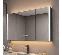 Generisch Moderno armario medicinal con espejo LED para cuarto de baño, gran armario de medicina con espacio de almacenamiento, puerta antivaho, armario de medicina iluminado para el cuarto de baño.