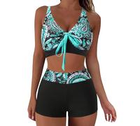Generisch Moderno conjunto de tankini con moderno patrón de rayas para momentos de playa elegantes y divertidos, Negro , S
