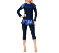 Generisch Moderno cuerpo entero con manga larga Hijab integrado para mujeres musulmanas, azul, 3XL