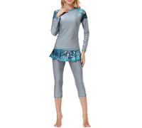 Generisch Moderno cuerpo entero con manga larga Hijab integrado para mujeres musulmanas, gris, 3XL