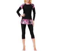 Generisch Moderno cuerpo entero con manga larga Hijab integrado para mujeres musulmanas, Negro , 3XL