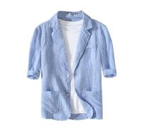 Generisch Moderno hombre en elegante acabado monocromático con longitud de cuarto de brazo, detalle de bolsillo clásico, azul, 3XL