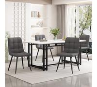 Generisch Moderno juego de comedor negro 140 x 80 cm con 4 sillas de lino - Elegante juego de cocina y mesa de salón para familia e invitados