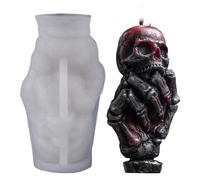 Generisch Molde de silicona con forma de calavera 3D, para hacer velas de Halloween, suministros de accesorios de uso para hacer jabón, yeso de arcilla de resina de 4,5 pulgadas, 1 juego de