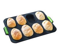 Generisch Molde de silicona para hornear pan de silicona con 8 Girds pequeños óvalos, perforados para hornear mini pan, panecillos, molde antiadherente