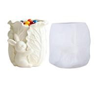 Generisch Molde de tarro de vela, 9,4 x 9,6 x 10,1 cm, silicona con forma de conejo de Pascua abrazando moldes de col, para aromaterapia, para vacaciones de primavera, granja, tarro de caramelos