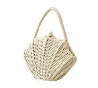 Generisch Monedero de concha | Bolso de gafas de sol tejido a mano con asa | Extraíble, Verano Boda Noche Vacaciones | La Monedero De Concha Para Mujer Se Dibuja A Través De Un Clásico, Color crema