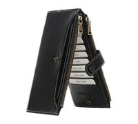 Generisch Monedero pequeño - Monedero de piel sintética - Monedero para mujer, para tarjetas, identificación, llaves, tarjetas bancarias, auriculares, lápiz labial, viajes y negocios, Negro , ver