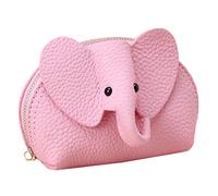 Generisch Monederos de piel de vacuno, diseño de animales, con elefante, cartera con pulsera, cartera para hombre al aire libre (rosa, talla única)