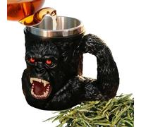 Generisch Monkey Mug - 500 ml Resina Stainless Handle for Drinks | Funny Novelty with Steel Red Eyed Animal Cup, Coffee Tea Whiskey Beer Container for Picnic Camping Hiking Home Party Outdoor Use