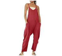 Generisch Mono casual para mujer, sin mangas, con bolsillos, cómodo para el tiempo libre, para una elegancia cómoda y elegante, rojo, XL
