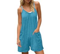 Generisch Mono casual sin mangas para mujer con bolsillos, mono liso ligero para uso diario, Bu2., 4XL