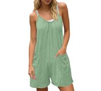 Generisch Mono casual sin mangas para mujer con bolsillos, mono liso ligero para uso diario, Gn2., 5XL