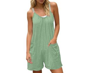 Generisch Mono casual sin mangas para mujer con bolsillos, mono liso ligero para uso diario, Gn2., 5XL