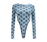Generisch Mono de diseño europeo americano de punto de manga larga para mujer de primavera, azul, L