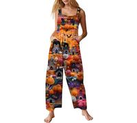 Generisch Mono De Dormir De Pierna Ancha Mono Suelto De Algodón Y Lino Casual Mono Nicki Mono De Las Mujeres, naranja, XL