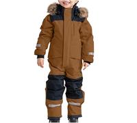 Generisch Mono de esquí térmico para niños, traje de nieve para invierno, resistente al viento, desmontable, softshell para actividades al aire libre, café, 2-3 años