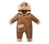 Generisch Mono de forro polar de manga larga infantil con cremallera para recién nacidos 2026 como mameluco, caqui, 6-12 meses