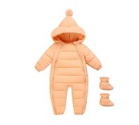 Generisch Mono de invierno recién nacido niño niña manga larga color sólido con chaqueta espesada a prueba de viento cálido protección ropa exterior, naranja, 3-6 meses
