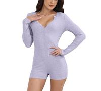 Generisch Mono de manga corta para mujer, con cuello de pico, para primavera, de talla grande, para gimnasio, moderno, elegante, que realza la figura, cómodo, elástico, para fiestas, vacaciones