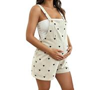 Generisch Mono de maternidad con estampado vaquero informal, cintura ajustable, diseño de peto para los días de verano, Negro , XL