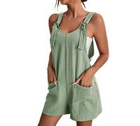 Generisch Mono de mujer con correa para el hombro, pantalones cortos, cuello redondo, mono con bolsillo, Gn2., L