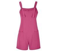 Generisch Mono de mujer con correa para el hombro, pantalones cortos, cuello redondo, mono con bolsillo, morado, 4XL