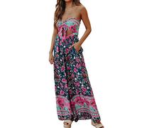 Generisch Mono de mujer de manga corta con cuello en V, cinturón de pierna ancha, pantalones de pierna ancha, pelele elegante para vacaciones, ocio, corte informal, tejido transpirable, rojo, M