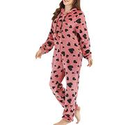 Generisch Mono de mujer estampado con cremallera sin mangas largo con capucha para mujer monocolor sin orejas, Rosa., S