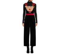Generisch Mono de Navidad para mujer, sin mangas, de terciopelo, pierna ancha, pelele con pantalones, mono de Papá Noel, traje de fiesta, Negro , M