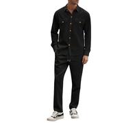 Generisch Mono de pana para hombre, 2 piezas, camisa de pana con botones y pantalones de pana monocolor, traje de chándal para otoño e invierno, chándal cálido, transpirable, traje de casa ligero
