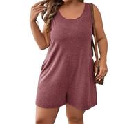 Generisch Mono de talla grande para mujer, mamelucos y monos, pantalones cortos de verano hasta la rodilla para mujer, rojo, XL