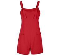 Generisch Mono elegante para mujer, con correa para el hombro, con cuello redondo, con bolsillo, rojo, 3XL