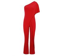 Generisch Mono monocolor con pierna recta para mujer, diseño simple y elegante en estilo para un look versátil de ocio y negocios, rojo, XL