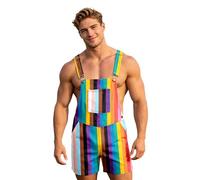 Generisch Mono para hombre con tirantes, pantalones cortos, informal, para verano, con correas de hebilla, para el día a día y el tiempo libre, multicolor, S