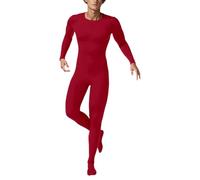 Generisch Mono para hombre, traje de gimnasia, elástico, de manga larga, corte ajustado, ropa interior, ropa interior, mallas de capa base, monocolor, ajustado, deporte, fiesta, cosplay, Vino, M
