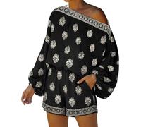 Generisch Mono para mujer con un hombro - Shortalls Farol Playsuit Boho Vintage Mono de pierna ancha Casual Holgado Romper Oversize Holgado Mono de Cuerpo Completo para Playa Vacaciones