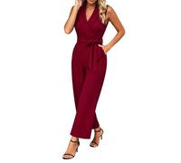 Generisch Mono para mujer elegante sin mangas con un estilo casual elegante y versátil, compuesto por parte superior y pantalón largo., rojo, S