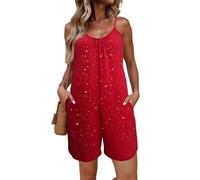 Generisch Mono para mujer, elegante, vintage, con estampado de flores, ajustable, espaguetis y tirantes, estilo bohemio, de una pieza, para verano, una pieza, Rd3, M