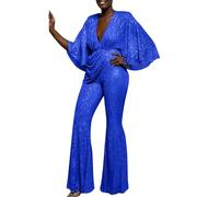 Generisch Monos para mujer para bodas festivas: una pieza elegante con purpurina profunda con cuello en V profundo traje de cuerpo entero lentejuelas mono de trabajo para carnaval disfraz fiesta de