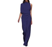 Generisch Monos para mujer para invitados de boda festivos: mono elegante sin mangas temperamento traje de cuerpo entero monocolor de una pieza mono de verano de pierna recta pantalones de traje de