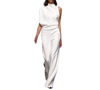 Generisch Monos para mujer para invitados de boda festivos: mono elegante sin mangas temperamento traje de cuerpo entero monocolor de una pieza mono de verano de pierna recta pantalones de traje de