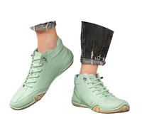 Generisch Montela - Zapatillas ortopédicas para mujer, transpirables, impermeables, planas, antideslizantes, individuales, deportivas, de cuero, para caminar descalzo, Verde claro1, 40 EU