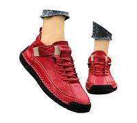 Generisch Montela - Zapatillas ortopédicas para mujer, transpirables, impermeables, planas, antideslizantes, individuales, deportivas, de cuero, para caminar descalzo, rojo4, 40 EU